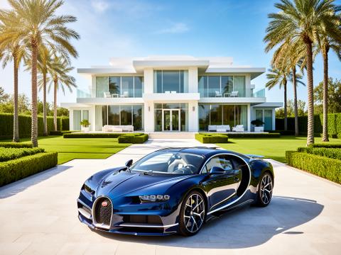 AI Bugatti Chiron Mansion Photo