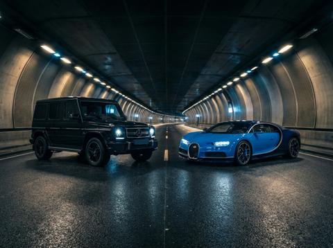 AI Mercedes G-Wagon Bugatti Tunnel Photo