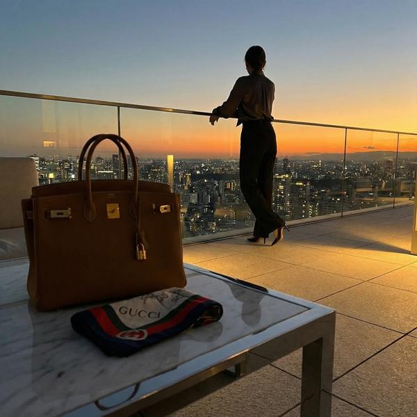 Luxury city penthouse lounge with elegant decor and stunning skyline views