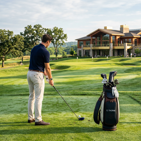 Brunello Cucinelli clad man at an exclusive golf club