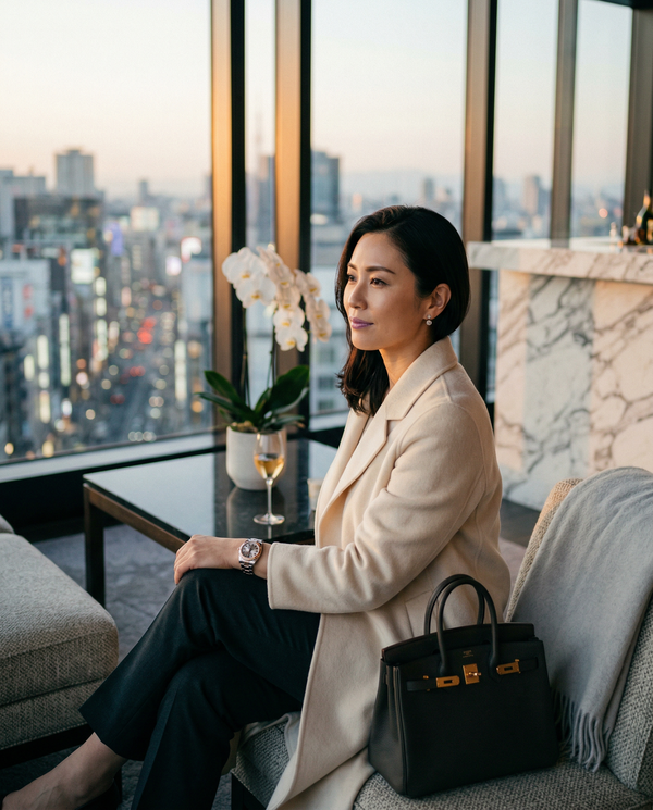 Ginza penthouse portrait, Brunello Cucinelli, Patek, Dom Pérignon
