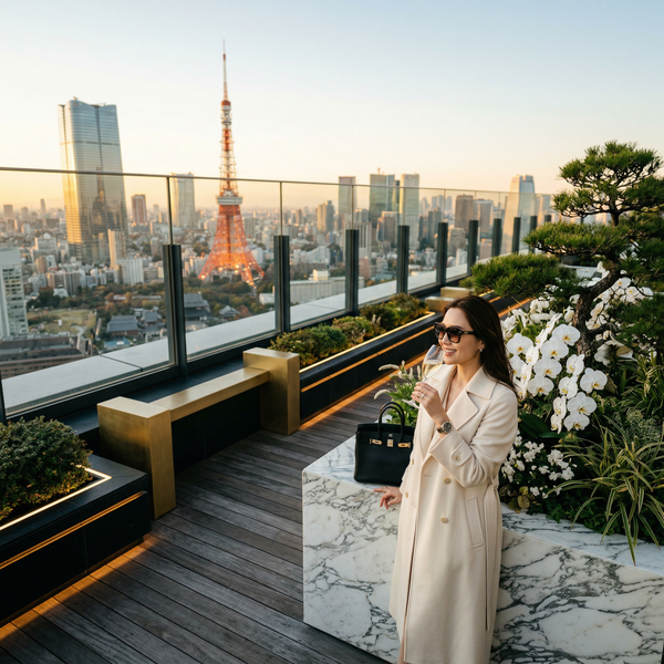 Roppongi Hills rooftop, Loro Piana, Cristal, Tokyo skyline