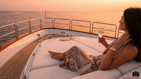Luxury yacht with crystal champagne, perfect for an elite lifestyle