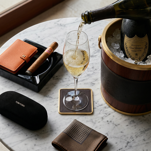 Dom Pérignon champagne on Carrara marble luxury detail