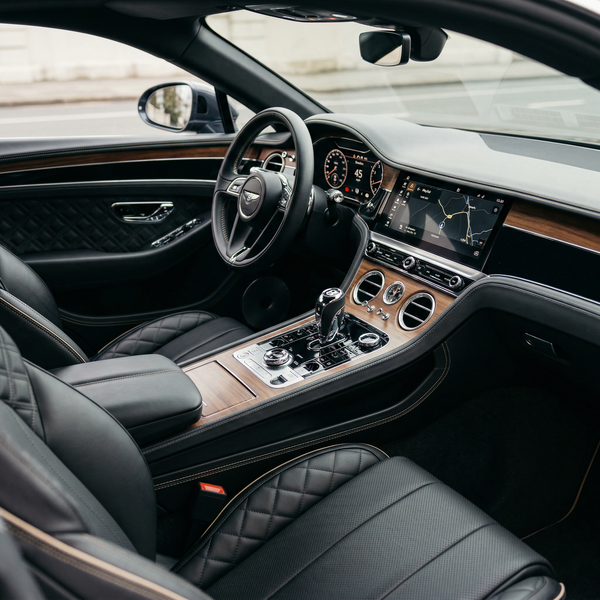 Bentley Continental GT interior with leather and digital dashboard