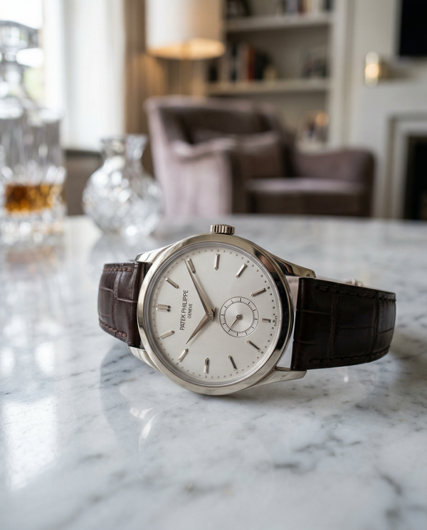 Patek Philippe watch on marble luxury detail shot