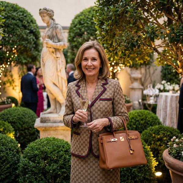 Elegant garden soirée featuring fine dining and champagne Elegant garden soirée featuring fine dining and champagne