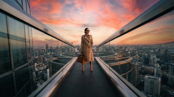 Helicopter pad with a stunning cityscape view, representing elite lifestyle