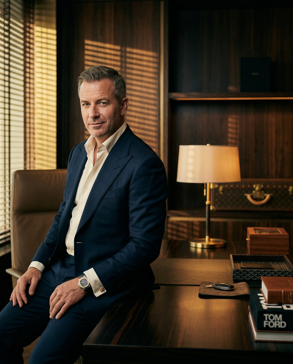 Dubai penthouse private office with owner and Macassar desk