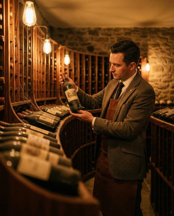 Exclusive vintage wine cellar with luxurious bottles and ambiance