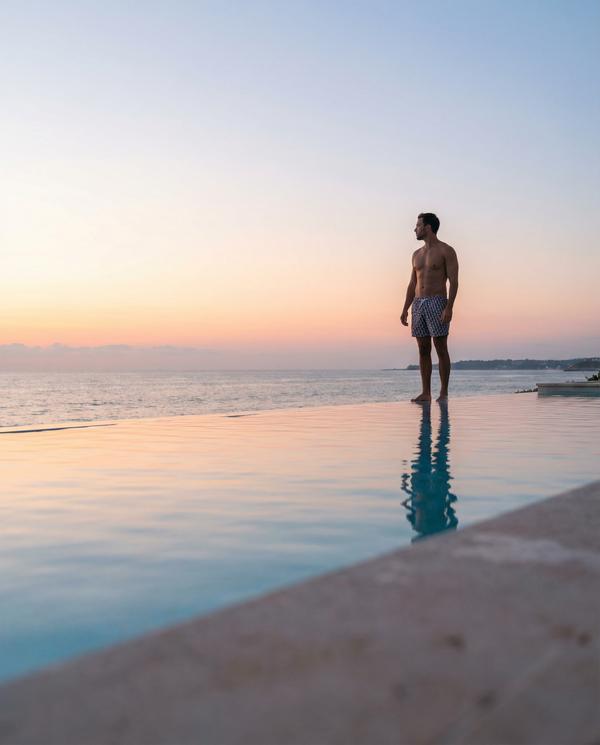Luxury oceanfront infinity pool with stunning ocean views and sunset ambiance.