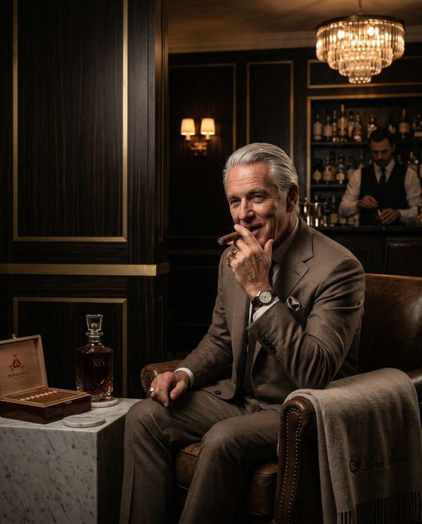 Salon Privé portrait of wealthy man with cigar and Patek