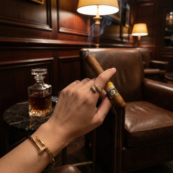 Cigar lounge elegance with plush seating and refined decor for affluent gatherings