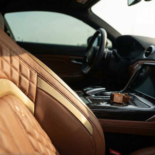 Luxury sports car parked stylishly, epitomizing wealth and sophistication