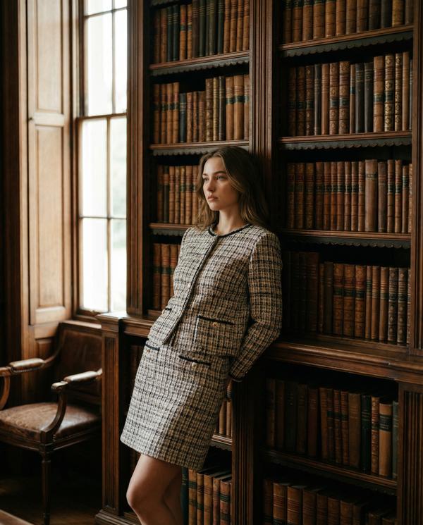 Serene library interior reflecting old money elegance and tranquility