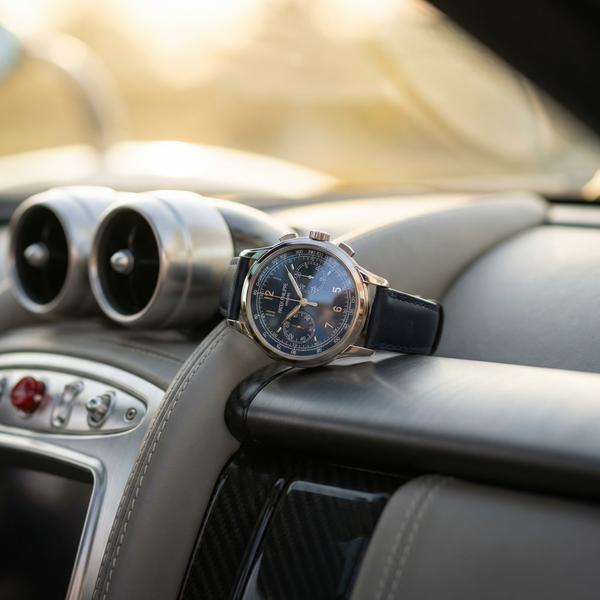 Close-up of an opulent watch detail, complementing the luxury Pagani experience.
