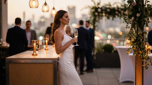 Chic cocktail hour setting with elegant drinks and luxury ambiance