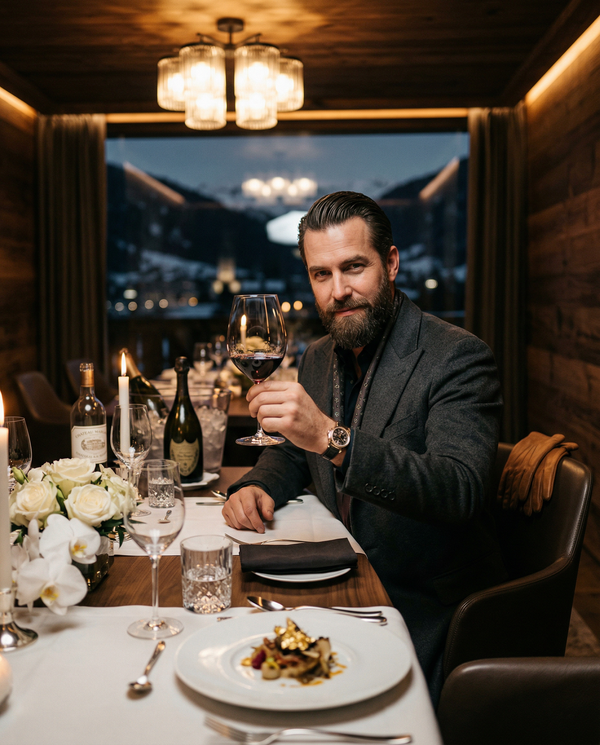 Private Michelin-star dining in chalet with Dom Pérignon and Patek